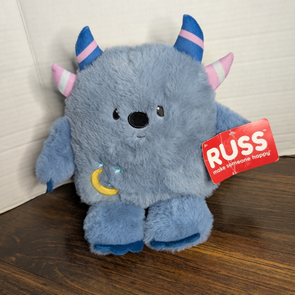 Russ Jazwares Cuddly Bedtime Monster Star Moon Cloud Blue Plush Kids New Nwt
